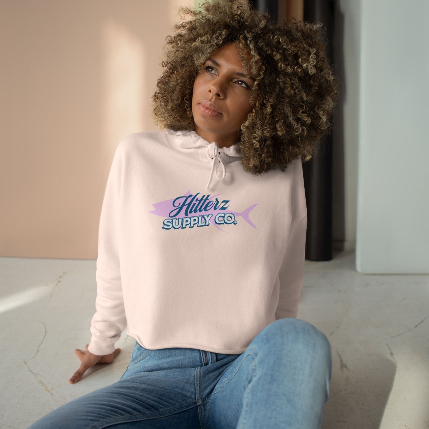 Pink Tuna Crop Hoodie
