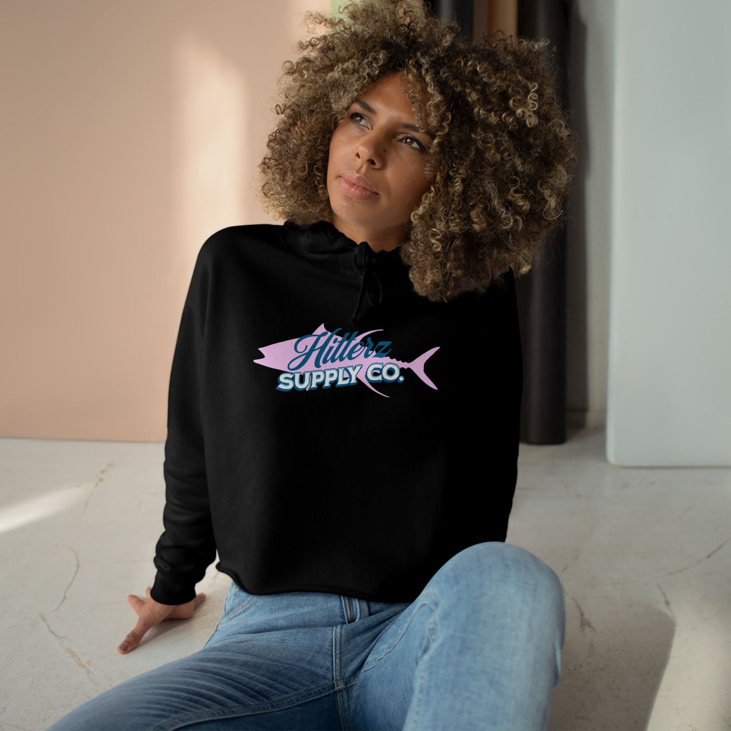 Pink Tuna Crop Hoodie