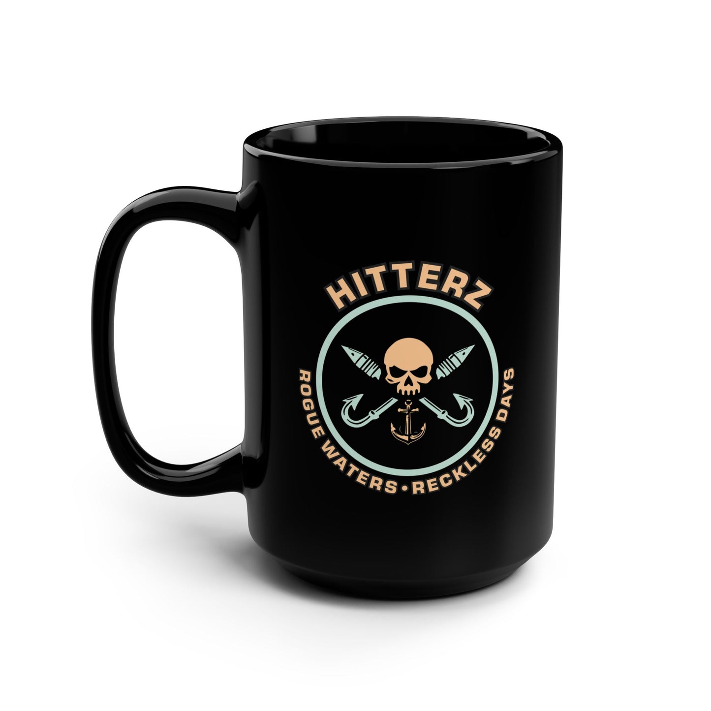 Rogue Waters, Reckless Days Black Mug, 15oz